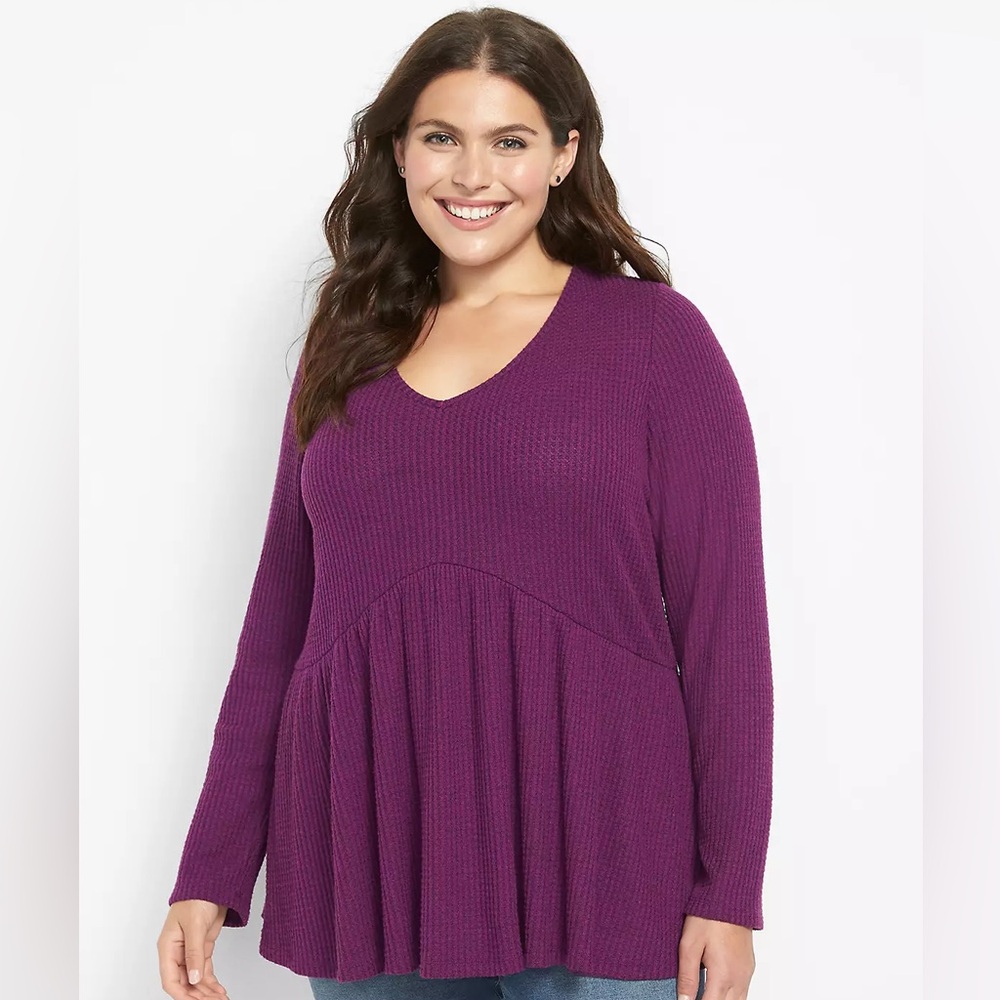 Lane Bryant Purple Waffle Knit Tunic Top